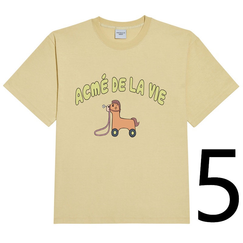 ADLV Áo Thun Cotton Tay Ngắn Dáng Rộng In Hình Cổ Điển 6 Màu Thời Trang Cho Nam Nữ