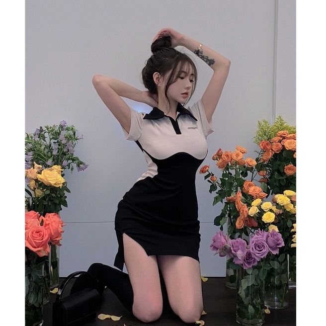 Đầm ngắn ZHELIHANGFEI tay ôm eo dáng ngắn gợi cảm dành cho nữ