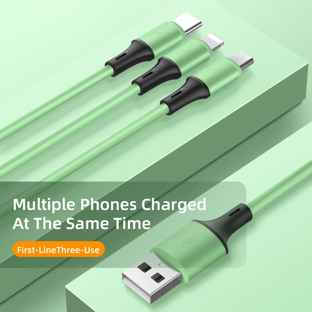 Dây cáp sạc nhanh KOOSUK 3 trong 1 Micro USB/ Type C/ iOS 3A tiện lợi