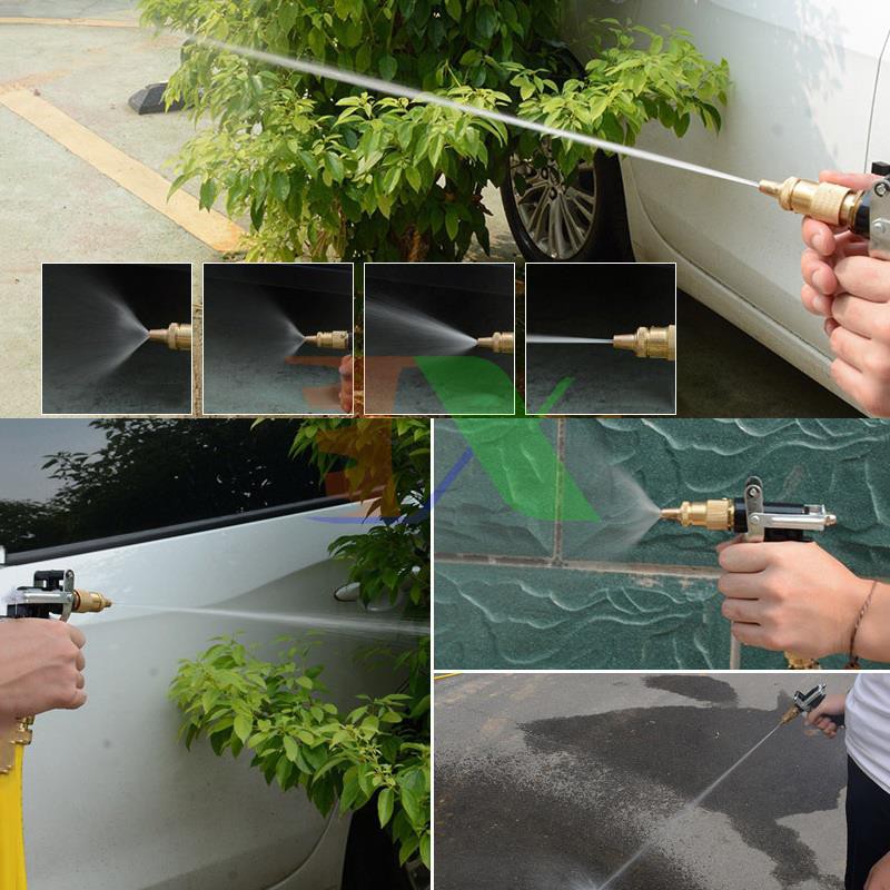 Vòi xịt nước tưới cây, rửa xe, Vòi đồng 5 trong 1 + Đầu nối nhanh 20mm