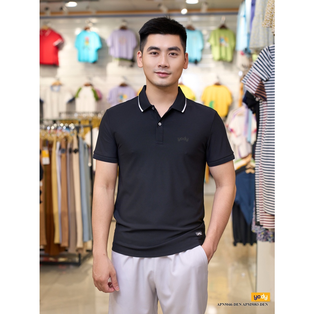 Áo polo Yody cho nam phối bo có viền tay và cổ chất liệu cotton tay ngắn phông kiểu dáng công sở APM5383