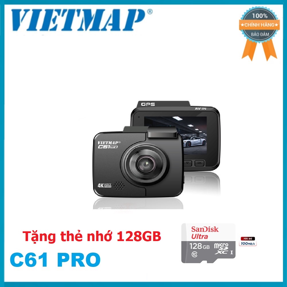 [Miễn phí lắp đặt nội thành HCM]Camera hành trình Vietmap C61 Pro + Thẻ nhớ 128GB