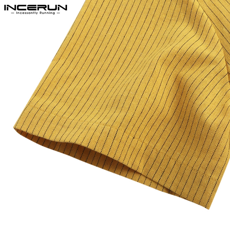 Áo Sơ Mi INCERUN Ngắn Tay Kẻ Sọc Thời Trang Dành Cho Nam