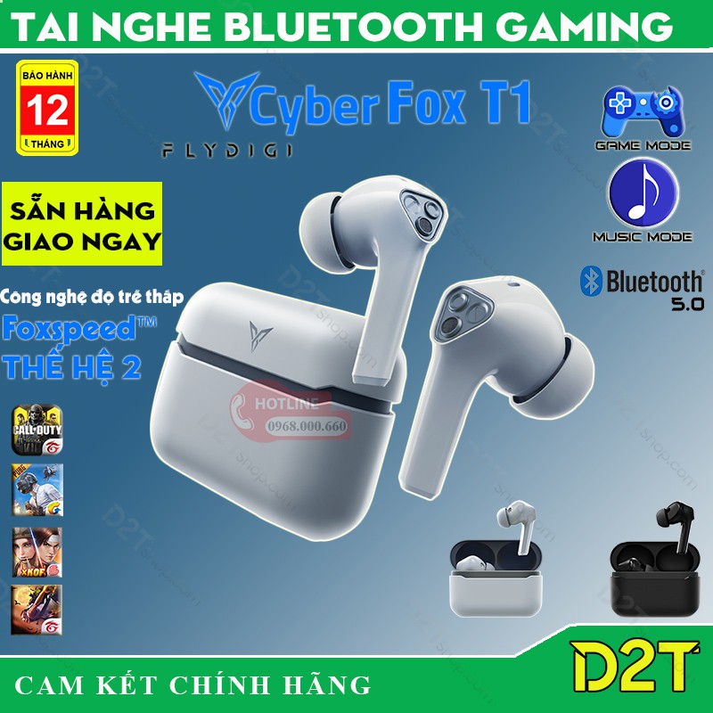 Flydigi CyberFox T1  | Tai nghe gaming bluetooth 5.0, độ trễ thấp, tai nghe chuyên game PUBG, CrossFire