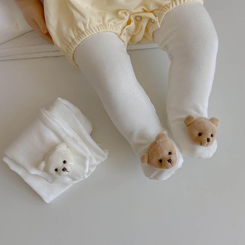 Quần Tất cotton Dài Hình Gấu 3d Xinh Xắn Cho Bé