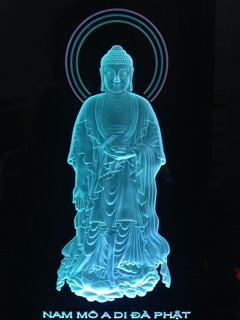 Tranh điện phật giáo đèn led :  Phật A Di Đà Đứng , đổi màu tự động ,  nhiều kích thước
