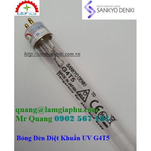 Bóng đèn diệt khuẩn UV Sankyo Denki G4T5 - 4W, 14cm