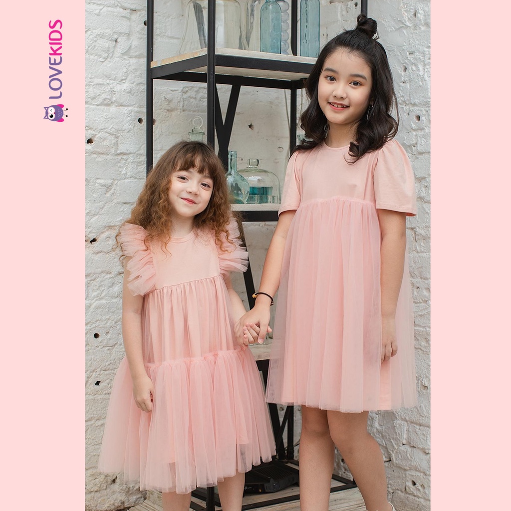 Váy ren hồng tay cánh tiên - Lovekids
