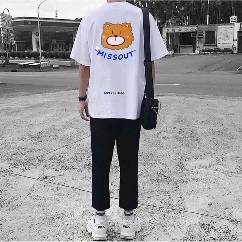 [LOCAL BRAND] Áo thun Missout bear (full tag) tay lỡ form rộng vải Cotton-Thời trang nam nữ Unisex StreetWear