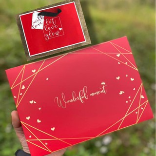 (Set 5) Hộp Socola 24 Viên Kèm Túi Giấy - Ép Kim Đỏ