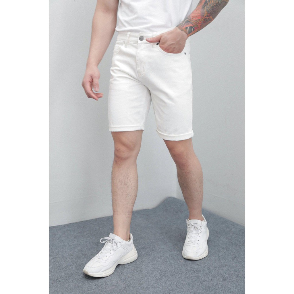 Quần short jean nam trắng cao cấp vải dày co dãn chất lượng rất đẹp | BigBuy360 - bigbuy360.vn