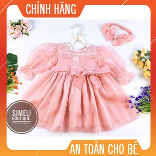 Váy công chúa hồng phấn tơ xước tặng kèm tuban