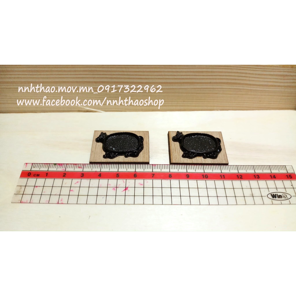 Miniature trang trí mô hình, dollhouse_khay bít tết