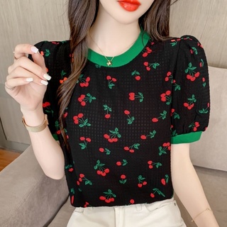 Áo sơ mi ngắn tay phụ nữ in hoa văn Thời trang mùa hè phụ nữ áo