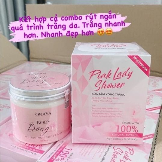 Bộ Đôi Sữa Tắm Pink Lady & Body Bông Onaya