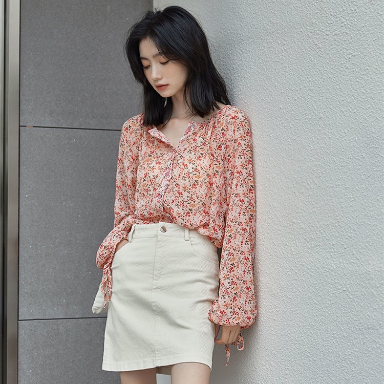 Áo Sơ Mi Họa Tiết Hoa Phong Cách Mùa Thu Mới Thanh Lịch Cho Nữ