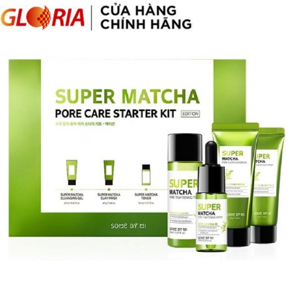 Bộ Kit 4 Món Giúp Se Khít Lỗ Chân Lông, Giảm Mụn Đầu Đen Some By Mi Super Matcha Pore Care Starter Kit (Edition)