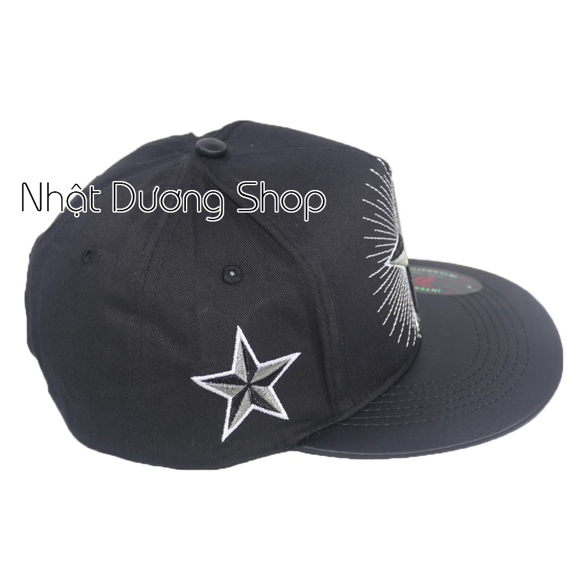 Nón Hiphop logo ngôi sao to thời trang (Có thêu bên hông) - Đen