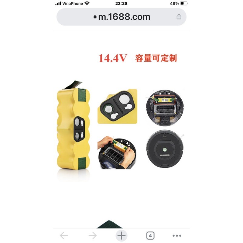 pin thay thế irobot roomba 500-600-700-800-900