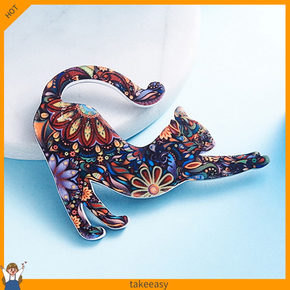 Ghim Cài Áo Hình Mèo Và Bông Hoa Xinh Xắn