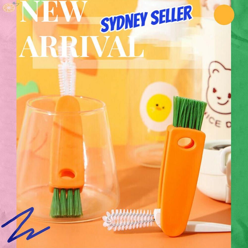 【VARSTR】2 PCS 3 In 1 Bottle Cap Detail Brush Cleaner Bottle Brush Cup Cover Lid Cleaning
