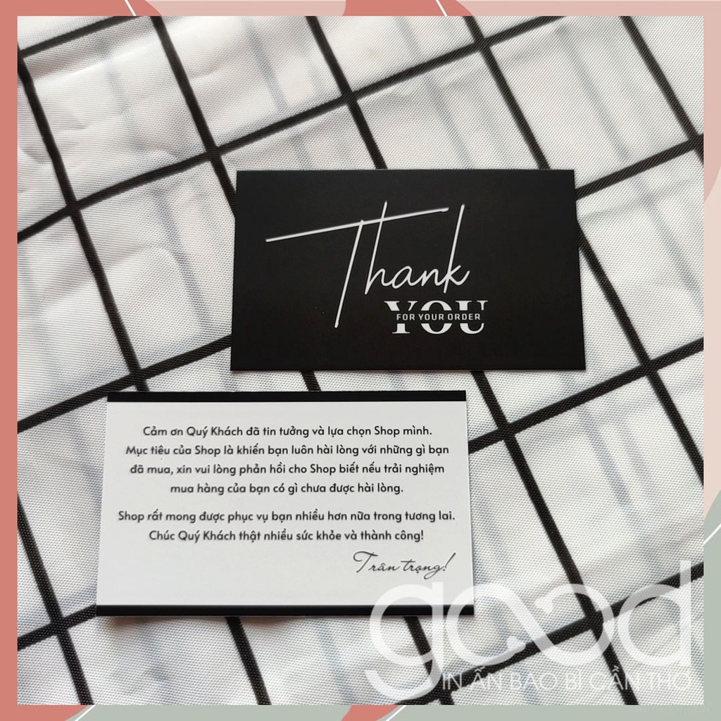 SET 100 Card/Thẻ Cảm ơn Thankyou màu đen sang trọng