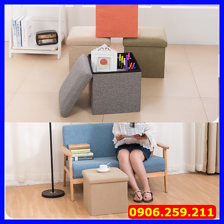 Ghế ngồi kiêm hộp đựng đồ đa năng - Tủ vải đựng đồ kiêm ghế ngồi tiện dụng