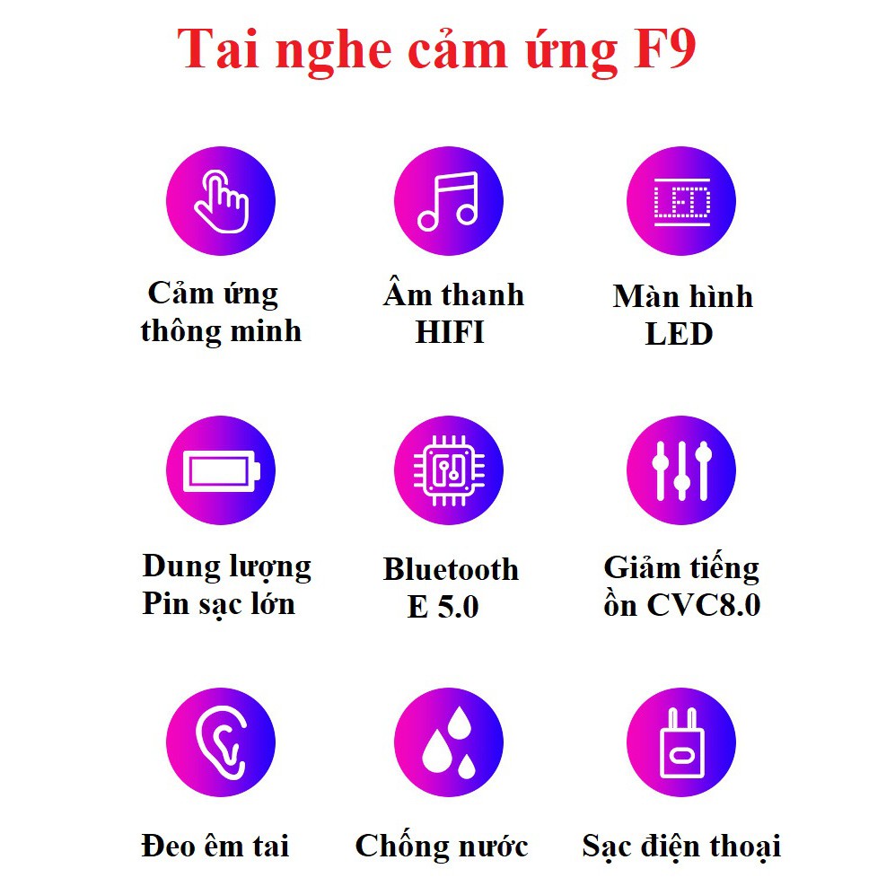 Tai Nghe Bluetooth Không Dây AMOI F9 Pro Kiêm Sạc Dự Phòng - Tai Nghe Mini Nhỏ Gọn Pin Khỏe Nghe Nhạc Chơi Game