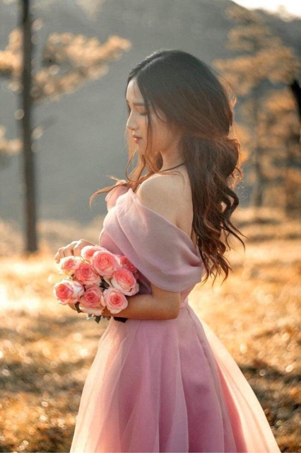 KÈM ẢNH/VIDEO THẬT - Đầm Maxi xoè bẹt vai kết hoa nổi SANG TRỌNG -MS30Y- Size M/L đến 57kg | BigBuy360 - bigbuy360.vn