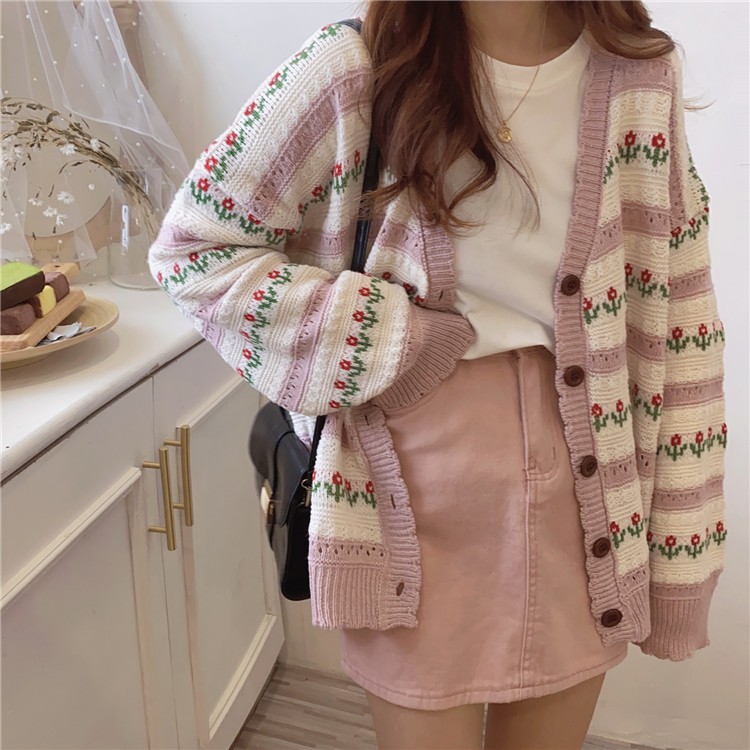 Áo Khoác Cardigan Len Dệt Kim Dáng Rộng Kiểu Hàn Quốc Thời Trang 2020 Cho Nữ