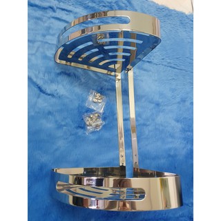 Kệ góc nhà tắm 2 tầng inox 304 bóng