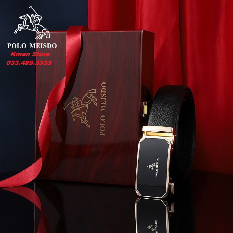 Thắt Lưng Nam Dây Nịt Nam Da Bò Thật Cao Cấp Full Hộp POLO MEISDO Sang Trọng Kiểu Dáng Hàn Quốc PL21