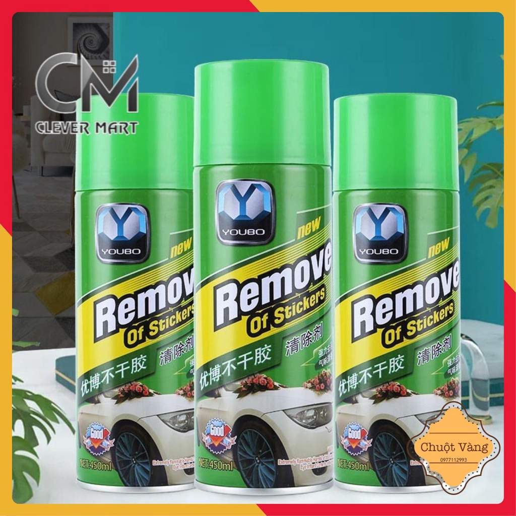 Chai Xịt Tẩy Keo Remove Of Stickers 450ml, tẩy vết băng dính, nhựa đường bám trên ô tô