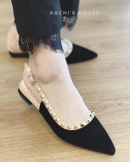 S80: Giày bệt mũi nhọn, hở gót 2cm