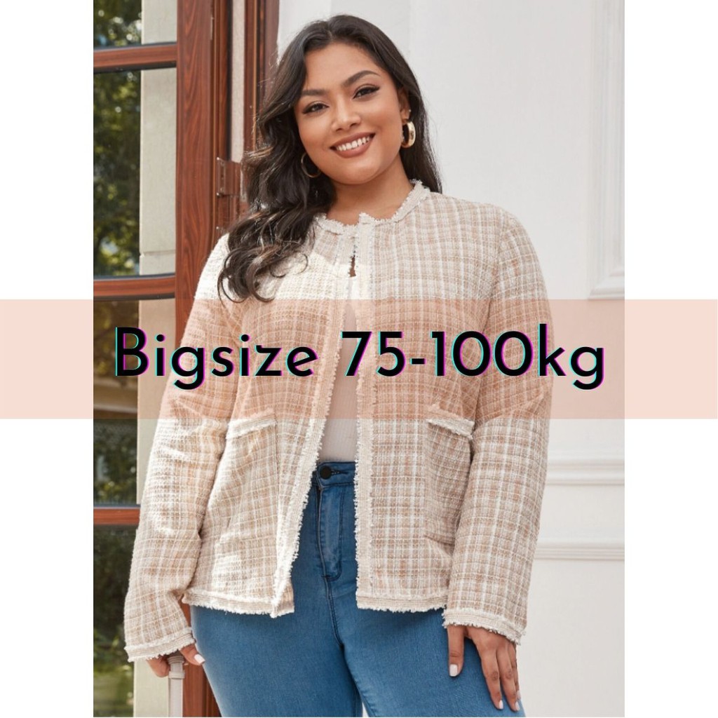 ÁO KHOÁC VẢI TWEED MÀU SÁNG SỌC CARO BIGSIZE TỪ 75-100KG - A106