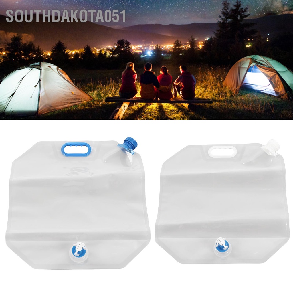 Southdakota051 Hộp đựng nước có thể gập lại 15L Thực phẩm Cấp PVC xách tay Xử lý Túi cắm trại để đi