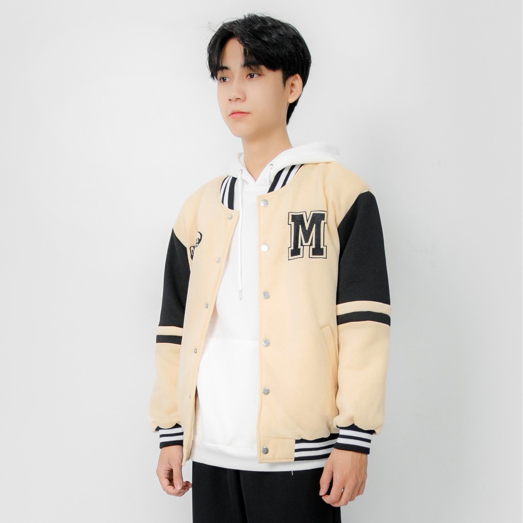 Áo Khoác Bomber Varsity Nỉ Trần Bông Cao Cấp Nam MANDO Phong Cách Thể Thao Hàn Quốc Trẻ Trung Thời Trang  NDN080