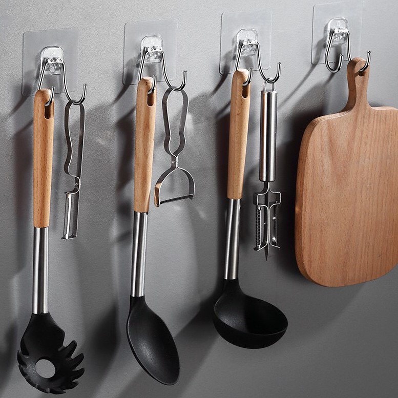 Móc dán tường Siêu Chịu Lực 2 râu, chất liệu Inox 304 chống rỉ cao cấp, treo đồ tiện ích