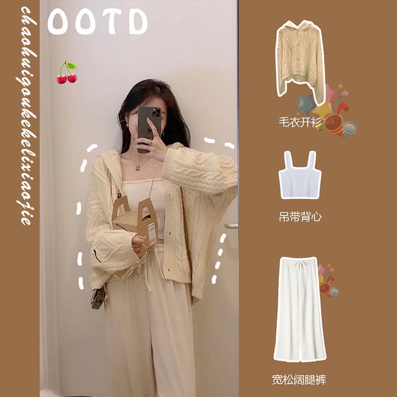 Set áo len dài tay + chân váy thời trang dành cho nữ