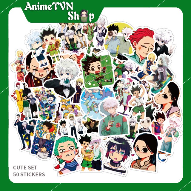 Miếng dán Sticker Anime Manga Hunter x Hunter (thợ săn) trọn bộ 50 hình - In rõ ràng sắc nét khó tróc