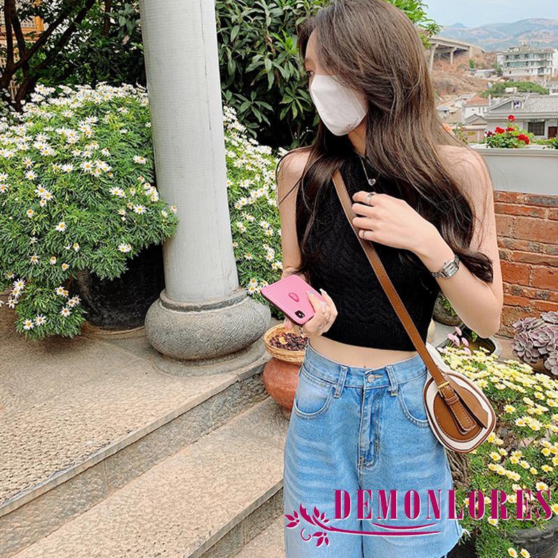 Áo Croptop Dệt Kim Màu Trơn Hở Lưng Ôm Dáng Thời Trang Cho Nữ
