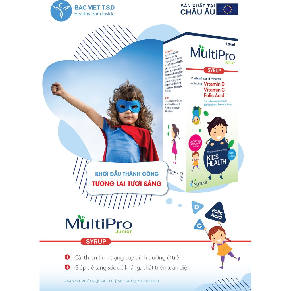 Multipro Junior bổ sung vitamin, cải thiện biếng ăn, tăng sức đề kháng