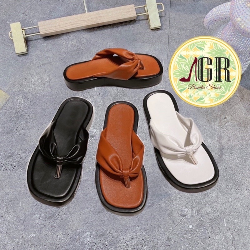 Dép xuồng kẹp nơ gút da mềm 2,5 cm