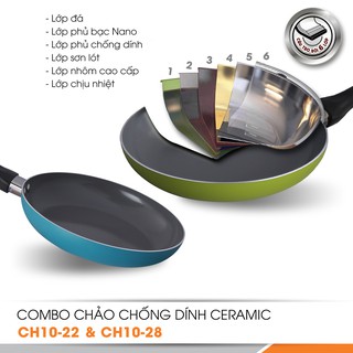 [LIFEMC11M2ADP -12% đơn 250K] Combo chảo chống dính Ceramic COMET - CH10 - 22&28