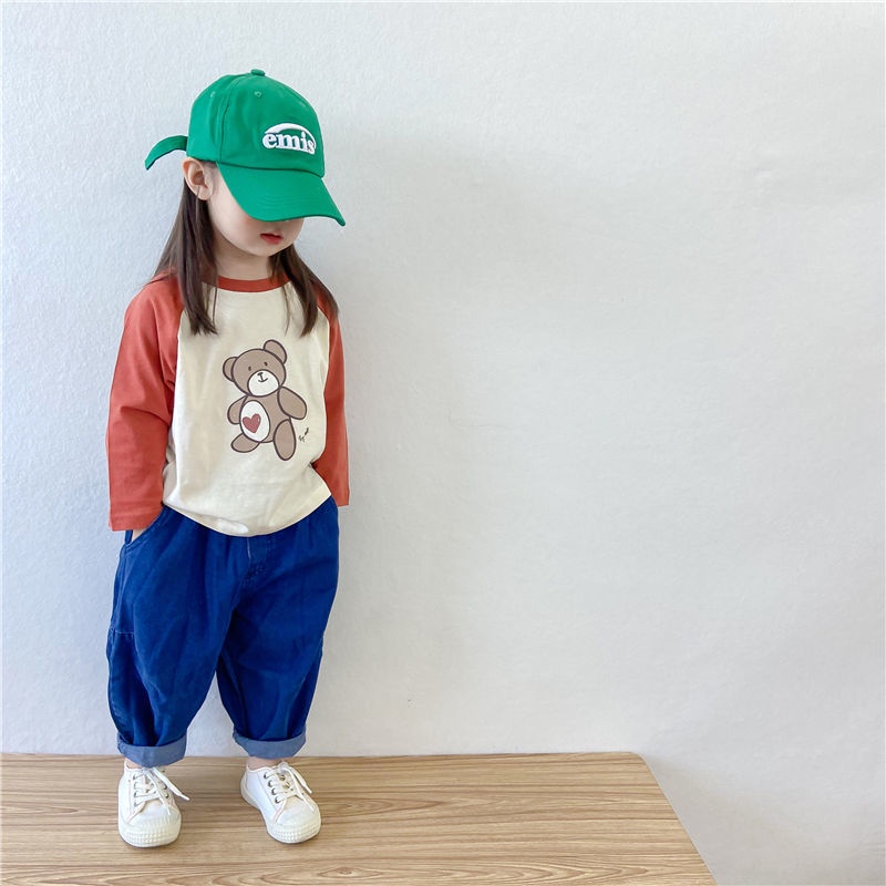Hàng Mới Về Áo Thun Cotton Tay Dài In Họa Tiết Hoạt Hình Phong Cách Hàn Quốc Dành Cho Trẻ Em