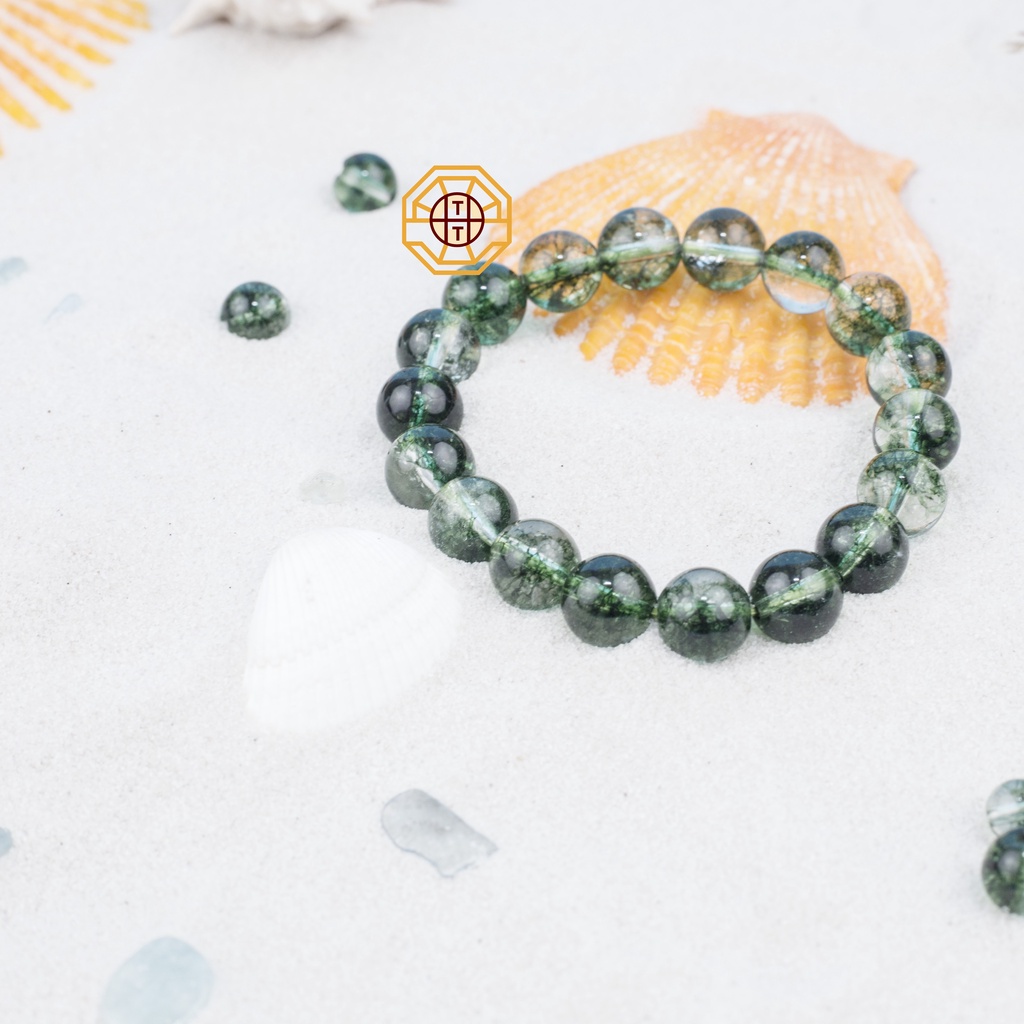 Vòng Tay Phong Thuỷ Đá Ưu Linhh Rêu Tự nhiên [TẶNG HỘP GỖ] nữ mệnh Mộc Hoả - Phong Thủy Tây Tạng