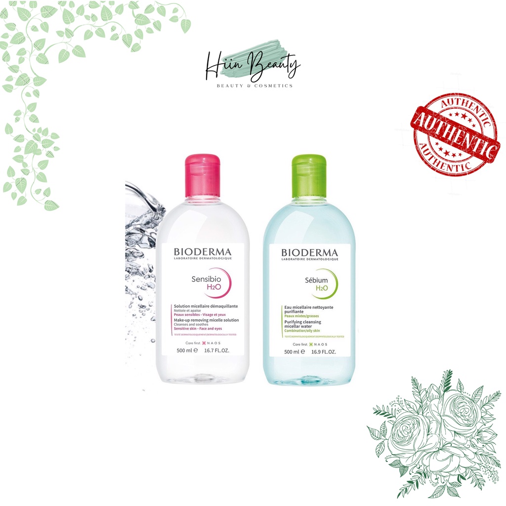 Tẩy trang Bioderma sebium và crealine xanh/hồng