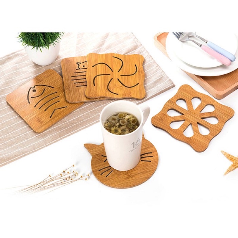 Set 4 miếng lót nồi bằng gỗ tre cách nhiệt