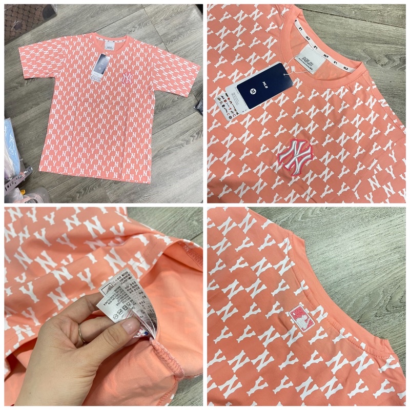 Áo Thun MLB Monogram Pink Tee Full Tag Xuất Xịn