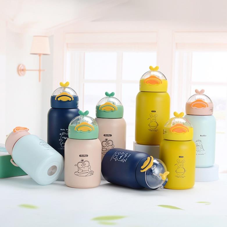 Bình đựng nước con vịt cho bé cute dễ thương dễ dàng mang đi để balo tiện lợi, bình uống nước sữa dành cho bé mẫu giáo